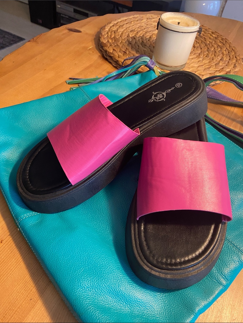 Sole Mates Pink Slide Platform Mules